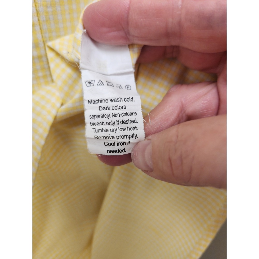 Chaps Mens XL Yellow Gingham Short Sleeve Button Down Shirt Easy Care - Picture 4 of 4